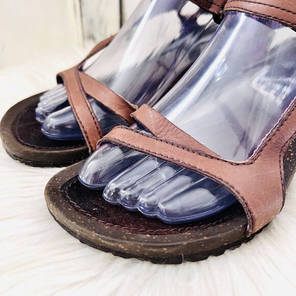 Teva Cabrillo Brown Leather Strappy Wedge Sandals Comfort - Size 8 - Picture 2 of 8
